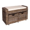 happimess HPM9104A Palermo 34.50" 2 Drawer Wicker Storage Bench, Rattan/Iron/Linen,