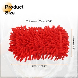 HARFINGTON Car Wash Sponge 8.7" x 4.3" Chenille Microfiber Mitt Scratch-Free Absorbent Scour Scrubber Cleaning Sponge for Washing Detailing on Cars, Trucks, SUV, Boats, RVs, Red
