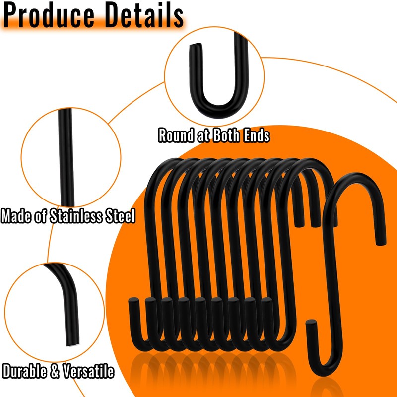 zeyedemo 20PCS S Hooks Stainless Steel Hooks Hanging Hooks Small