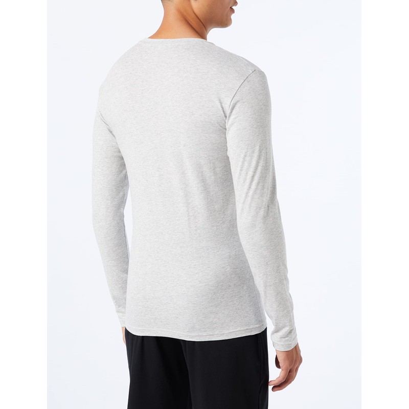 Emporio Armani Men's Basic Stretch Cotton Long-Sleeved T-Shirt, grey melange