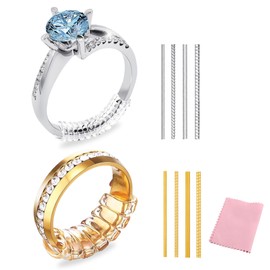 Ring Adjuster for Loose Rings - Ring Tightener - Invisible Ring Sizer Guards for Women and Men - 4 Sizes per Color for Different Band Widths – Yellow & Clear – 8 Pcs