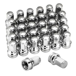 M14*1.5 Ford F250 Lug Nuts 32Pcs,Replacement for 2017-2024 Ford F250/F350/F450/F550/F600, 21mm Hex 48mm Length Chrome OEM Factory Style Wheel Nuts with Attached Washers HCPZ-1012-B HCPZ-1012-A