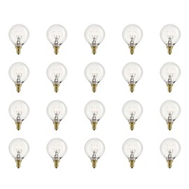 Globe Electric 80261 5W Vintage Edison Mini Dimmable Incandescent Light Bulb 20-Pack, E12 Base, 20 Lumens, Warm White 2200 Kelvin, G12 Shape, Candelabra Base, String Light Bulb
