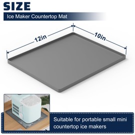 Pearwow Ice Maker Countertop Mat, 12 x 10 Inch Silicone Protective Mat for Portable Mini Counter Top Nugget Ice Maker, Drain Tray for Ice Machine, Waterproof with Raised Edge Prevent Water Leakage