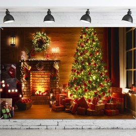 72x43 Inch Christmas Backdrop Xmas Photography Backdrop Winter Snow Christmas Balls Xmas Tree Gift Kids Adult Family Photo Background New Year Party Decoration Supplies Props (Christmas Tree Style)