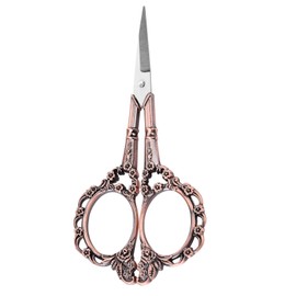 Yosoo 1pc Vintage Flower Pattern Stainless Steel Tailor Scissors, Small Sharp Sewing Scissors, Stainless Steel, Red Copper Plating