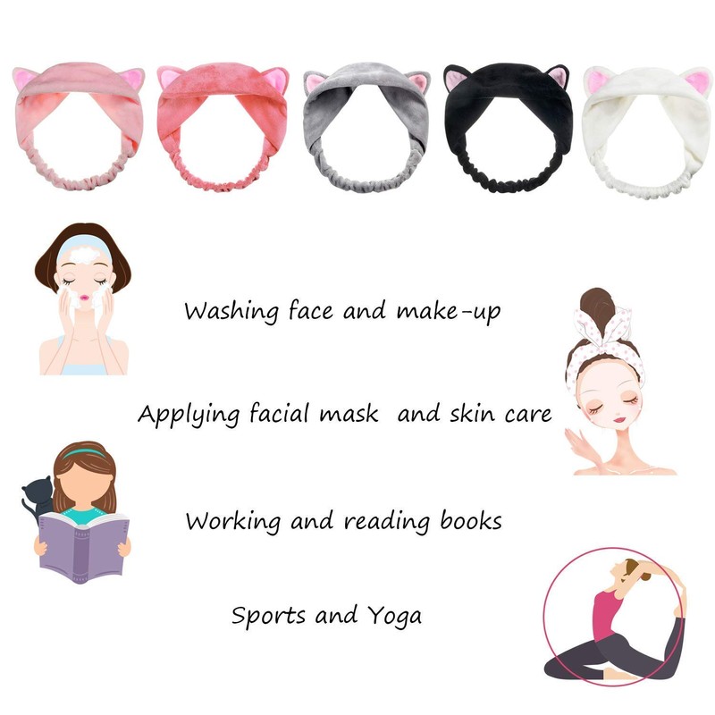 Onwon Cat Ear Headbands - Fluffy Makeup Hairbands for Face