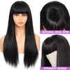 Niawigs Silky Straight Human Hair Wigs with Bangs for Black