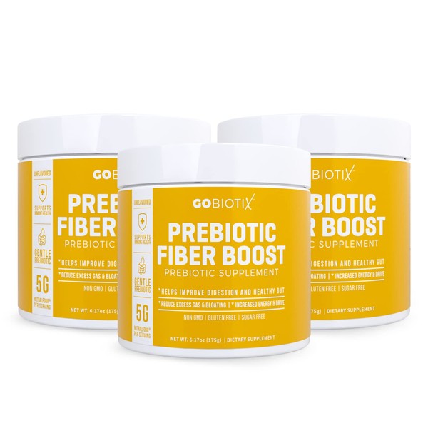 GOBIOTIX Prebiotic Fiber Supplement - Supports Gut Health and Digestive Regularity - Soluble Powder Fiber Supplement for Women + Men - Gluten Free, Sugar Free, Keto, Vegan (3 Pack)