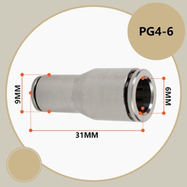 Bwintech 5 Pcs 4mm to 6mm Tubing OD Nickel-Plated Brass Straight Reducing Push to Connect Pneumatic Push Lock Fitting