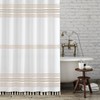 Seasonwood Beige Shower Curtain Boho Stripe Shower Curtains with Tassel
