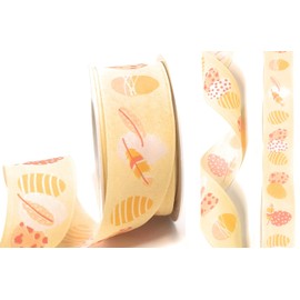 s.dekoda Ribbon 20 m x 40 mm Yellow Easter Egg Feather Easter Ribbon Decorative Ribbon [D51427]