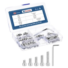 Kozelo 50pcs M6 Socket Head Cap Screws Bolts Nuts Assortment Kit - [M6x8/12/16/20/30mm] 304 Stainless Steel Allen Socket Drive for 3D Printer with Allen Wrench