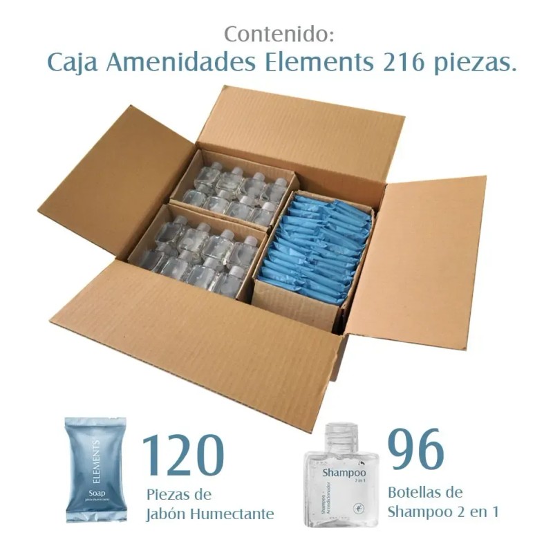 Kit Amenidades Hoteleras Jypesa Elements 216 Piezas Shampoo 2 En