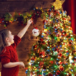 KOUQIYA Battery Christmas Lights 4 Pack, 17ft 50 LED Mini String Light with Auto-Timer 8 Modes Waterproof Tree Lights (Multicolor)