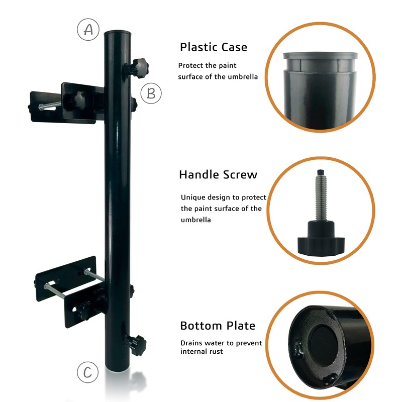 Patio Umbrella Holder,Heavy-Duty Umbrella Holder for Deck,Metal Deck Mount Umbrella