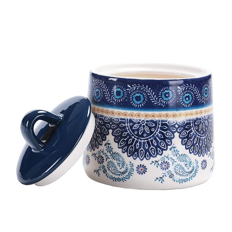 Bico Blue Talavera Ceramic Sugar and Creamer Set, Sugar Bowl