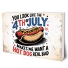 4th of July Wooden Block Plaque - 4" x 6"