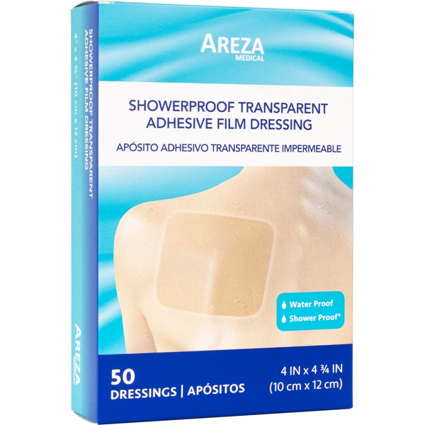 Showerproof Transparent Adhesive Film Dressing 4" x 4" 3/4" 50 Per Box