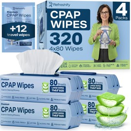 CPAP Mask Wipes (320 Count) + 8 Travel - Premium Large and Moist Cleaning Wipes for Mask | Cleaner, Unscented, CPAP Cleaning Supplies