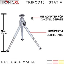 TronicXL TP10 Mini Table Table Tripod Construction Tripod for Laser Levelling Device Cross Line Laser Rotation Laser Line Laser Construction Site Laser e.g. for Einhell Bosch Dewalt Makita Flex Leica