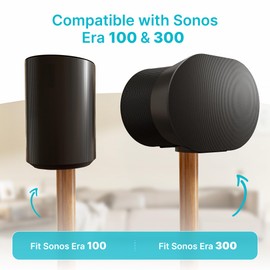PEGZONE Speaker Stands Pair for SONOS Era 100 and Era 300,11LBS Capacity,30.6" Fixed Height Floor Stand with Cable Management,Large Base with Two Feet Avaliable,Wooden Speaker Mount,Black