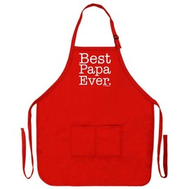 ThisWear Father's Day Gift Best Papa Ever Funny Apron for Kitchen BBQ Barbecue Cooking Baking Crafting Gardening Two Pocket Apron for Grandpa or Dad Apron Red