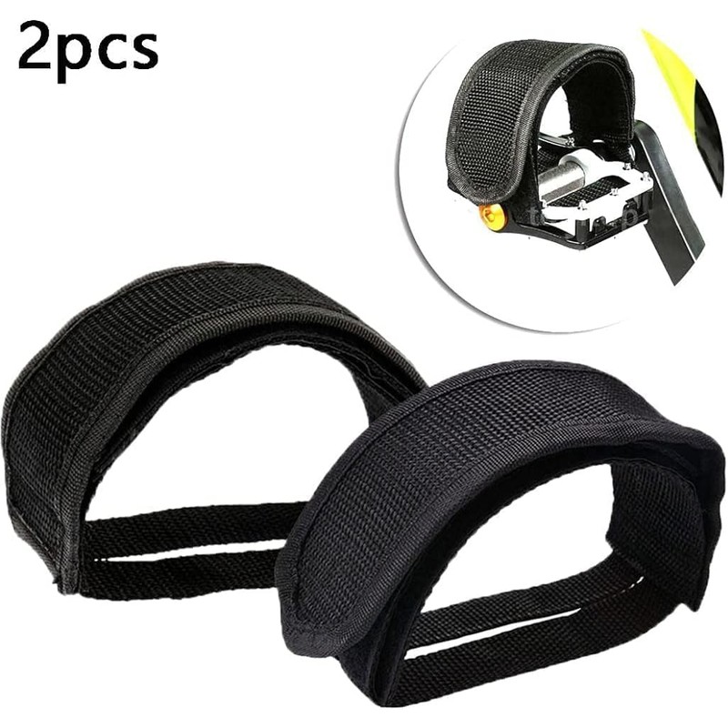2 x Black Pedal Straps for Bike Pedals and Cleats