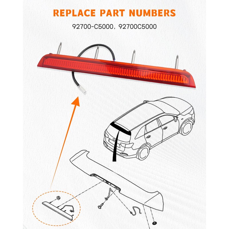 JUWEVAZU 92700-C5000 Rear Center Third 3rd Brake Led Light High