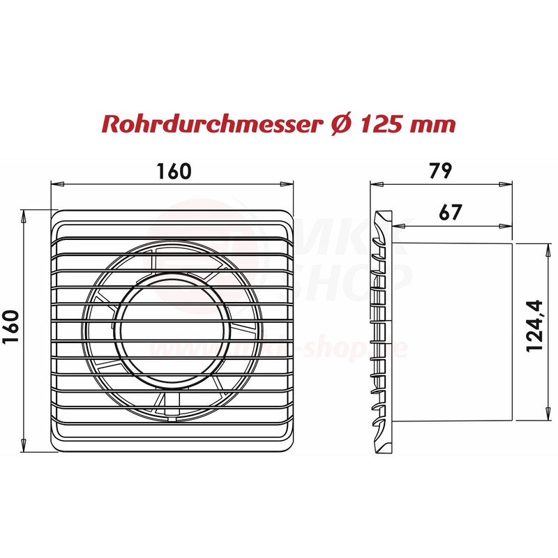 MKK-PLANET Bathroom Fan Diameter 125 mm White with Timer /