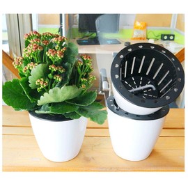 3 Pack Self Watering Planter White Flower Pot for All Plants, Herbs, African Violets, Succulents, Flowers Or Start Plants, White, M Size