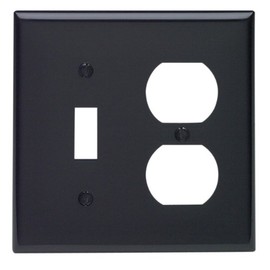 Leviton 2-Gang 1-Toggle 1-Duplex Device Combination Wallplate, Standard Size, Thermoplastic Nylon, Device Mount, 80705-E, Black
