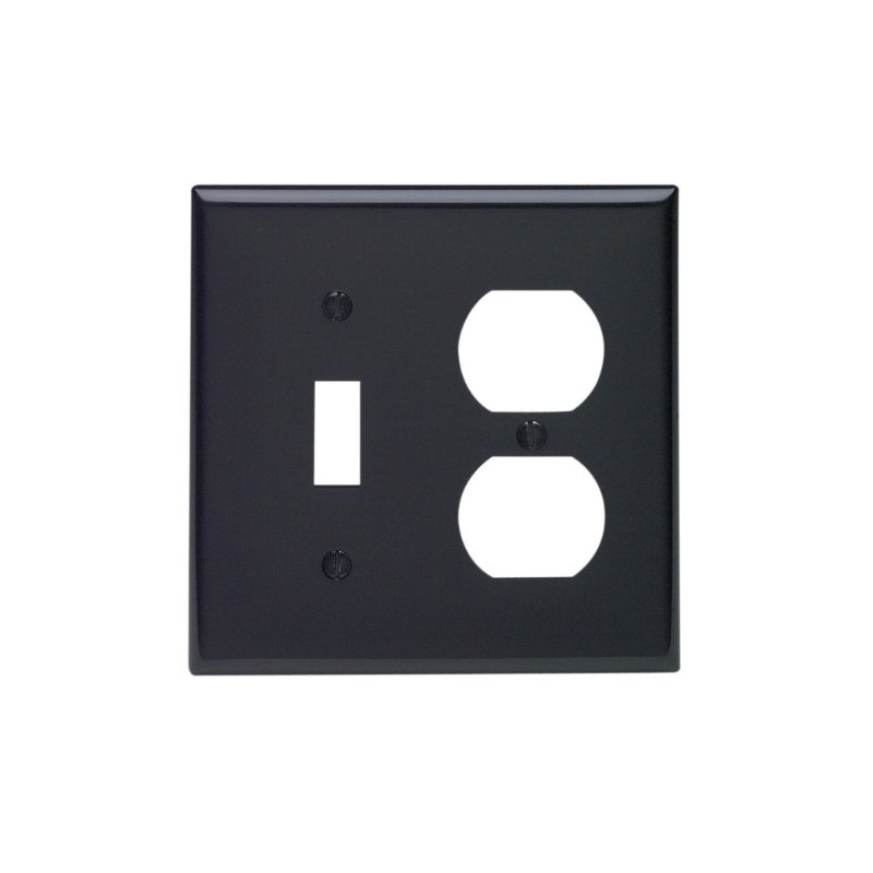 Leviton 2-Gang 1-Toggle 1-Duplex Device Combination Wallplate, Standard Size, Thermoplastic