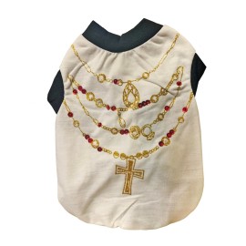 Pet Fashion Sparkly Jewel Embellished Necklace T-Shirt for Dog Cat Pet - Large - White
