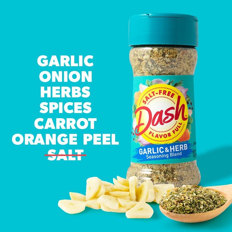 Dash Salt-Free Seasoning Blend, Garlic & Herb, 2.5 Ounce
