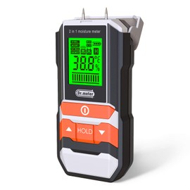 Wood Moisture Meter, 2 in 1 Pin & Pinless Moisture Tester, Dr.meter Humidity Meter for Wood Firewood Drywall Paper Floor Woodworking, Water Leak Detector