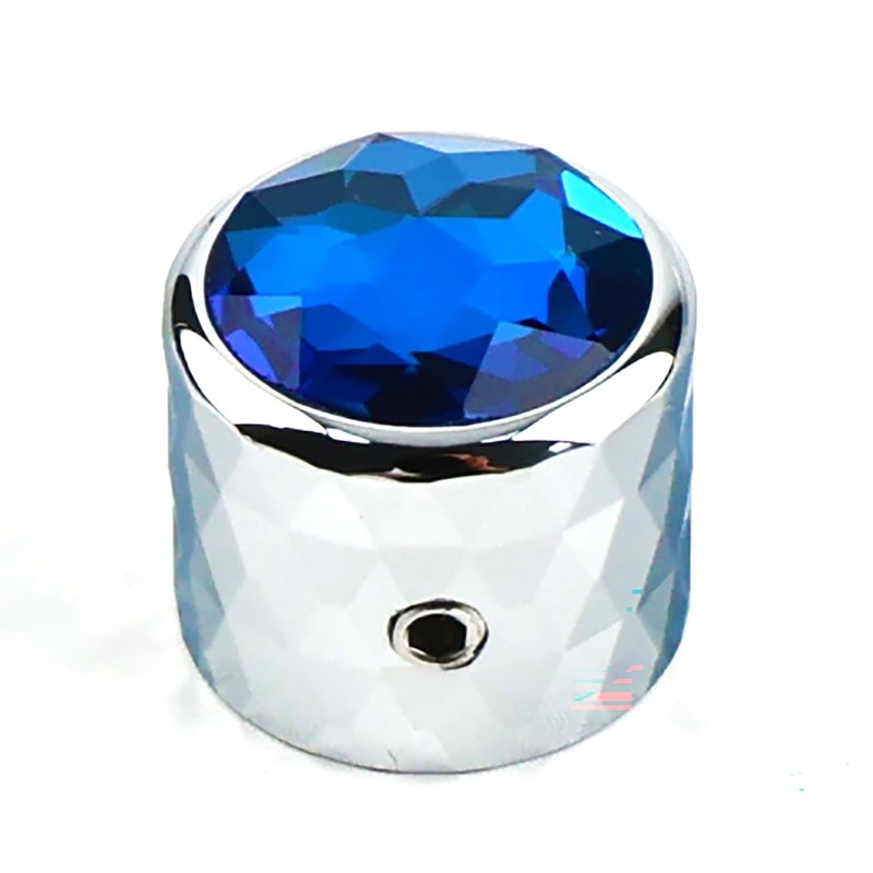 OVSAL 2PCS Solid Aluminum Guitar Knobs，Blue Crystal Style Top Volume