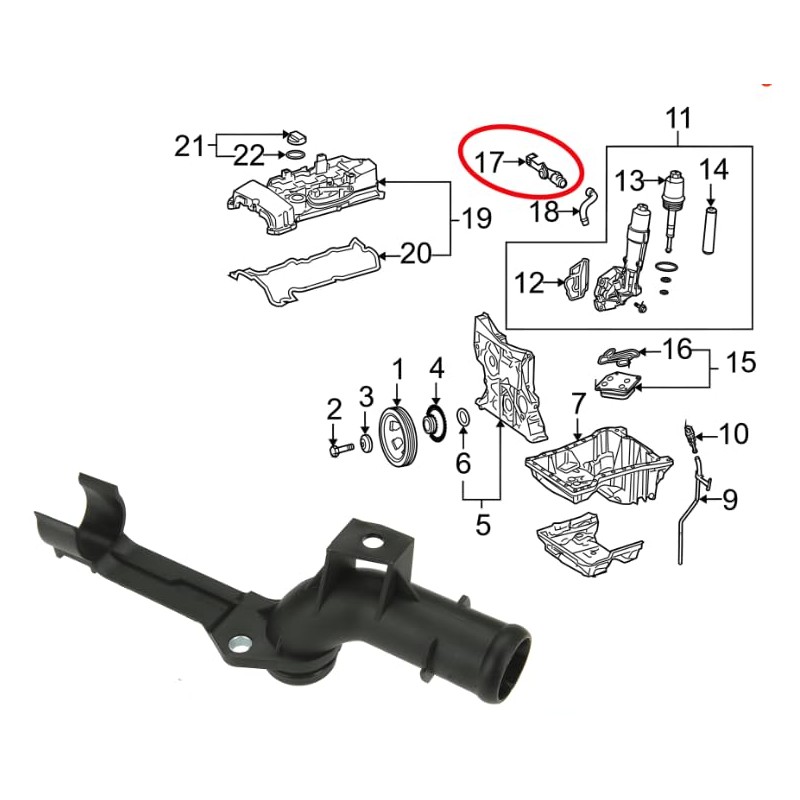 Water Pipe Oil Cooler For MERCEDES C Class CLC Class