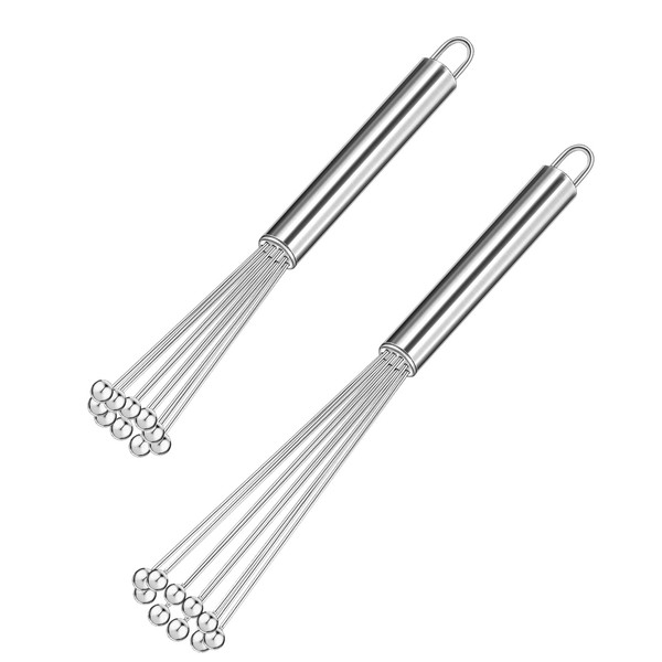 2 Pieces Stainless Steel Balls Kitchen Whisk Set Stainless Steel