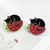 1Pc Cute Enamel Brooch Pins Cartoon Cat Strawberry Brooch Pins