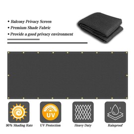 Balcony Privacy Screen Fence Cover 4'x19', HDPE Shade Mesh Fabric with Cable Ties, 90% Visibility Block, UV & Wind Protection for Patio, Deck, Porch, Pool, Backyard, Apartments Railing
