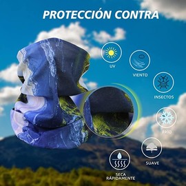 6 Pack Bandana - Pañuelo sin Costuras, Hombres y Mujeres, Protección Cara y Cuello, Bufanda Elástica, Protección UV, Neck Gaiter Head Wraps, Pesca, Moto, Deportes (Camuflaje y Militar # 2)