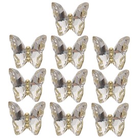 IWOWHERO 10pcs Butterfly Nail Gems Crystal Rhinestones 3D Manicure Charms for Nail Art