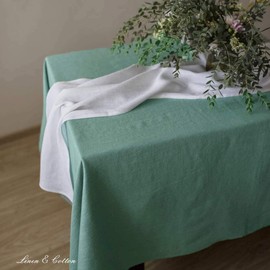 Linen & Cotton Tablecloth Table Linen Cloth Cover Hygge - 100% Linen, Mint Green (140 x 200 cm) Rectangular Washable Table Cloth for Home Kitchen Dining Table Decoration Restaurant Hotel Summer Party