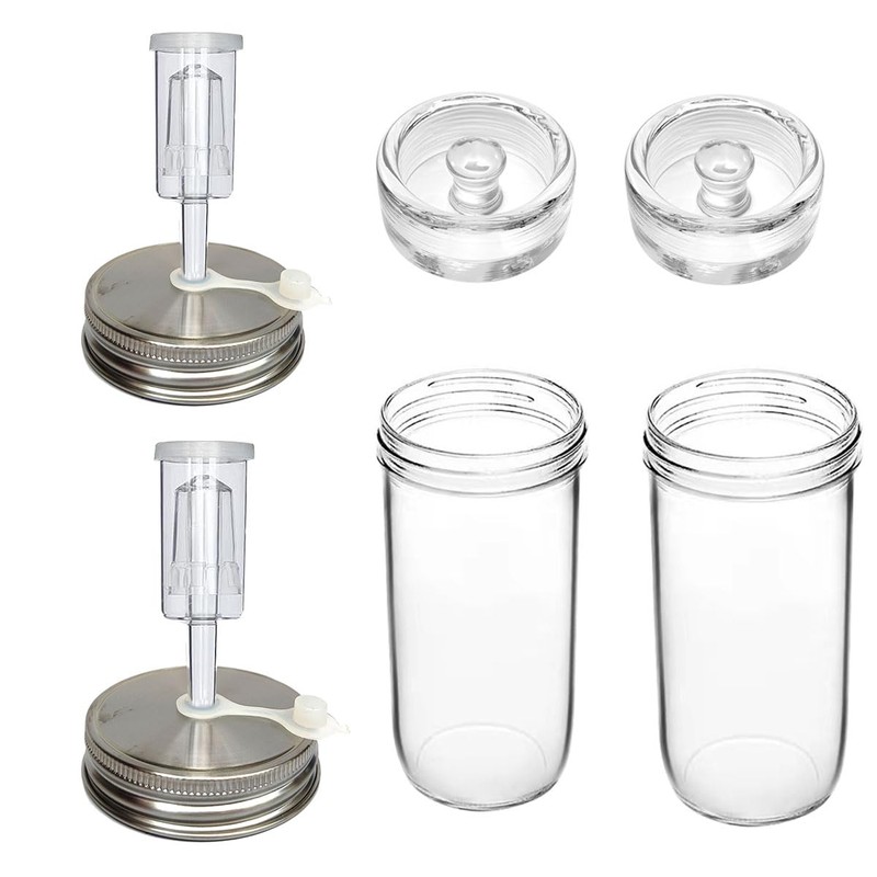 YOBNKU 2 set Complete Fermentation Kit，2 Fermenting Mason Jars ，2