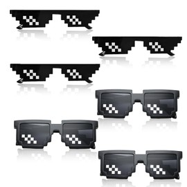 SHENGYIG Pack of 6 Pixel Mosaic Glasses, Black Pixel Glasses, Sunglasses, Funny Fancy Dress Glasses, 2 Styles, Party Sunglasses for Party, Decoration, Photo Shooting