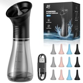 Upgraded Ear Wax Removal, Electric Ear Cleaner with One-Piece Waste Tank, Safe & Effective Earwax Removal Kit for Adults & Kids, Adjustable Water Pressure,12 Replaceable Nozzles, LED Display, IPX7