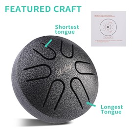 LeSage Mini Steel Drum 3inch 6 Note Buddha Stones Mini Steel Tongue Drum Sound Healing Drum Kit Yoga Drum Musical Percussion Instruments Mini ethereal Handpan Drum Silver
