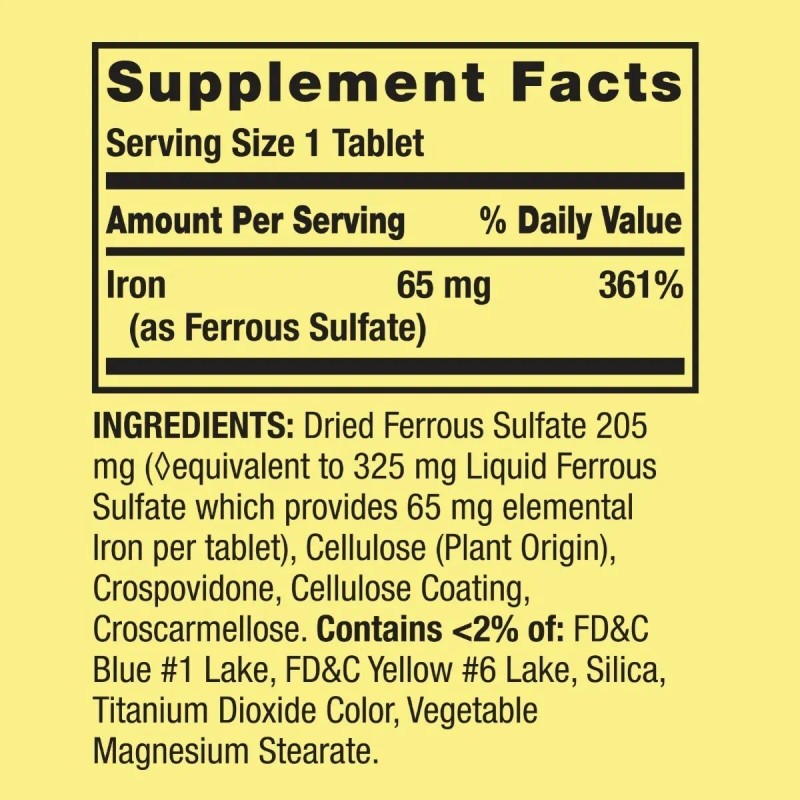 Hierro 65mg Sulfato Ferroso 100 Tabletas H17 Sabor