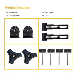 Truck Tonneau Cover Replacement Installation Accessory | Fit for Tri-fold & Quad-fold Truck Bed Cover Hard Folding | Include T-bar (T-Bolt), Tonneau Cover Front Clamp, 2X Rear Clamp